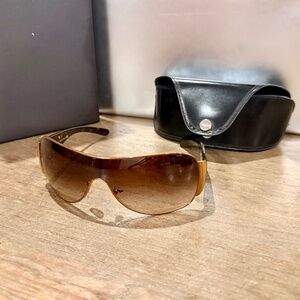 Prada Tortoise Shield Gradient Sunglasses w/Original Case
